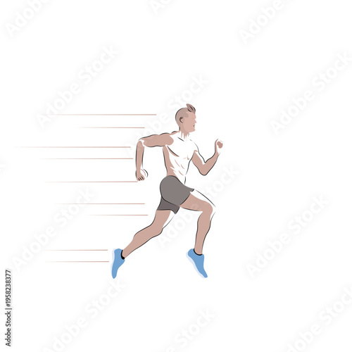 an illustration a man running outdoor