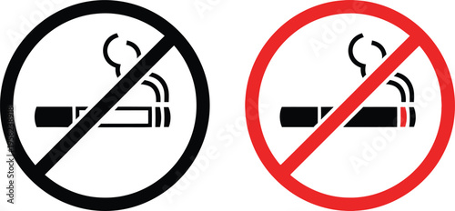 No smoking signs in black and red