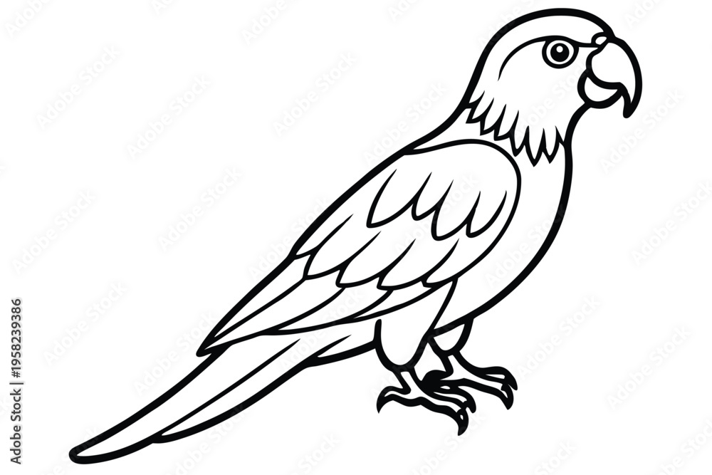 Fototapeta premium parakeet bird silhouette line art vector illustration with a white background
