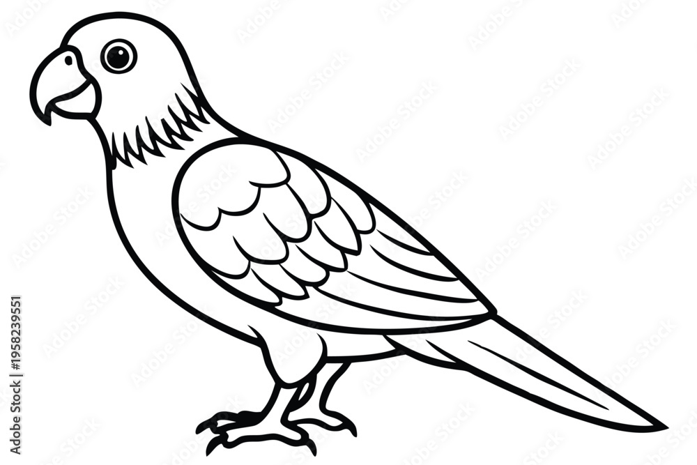 Obraz premium parakeet bird silhouette line art vector illustration with a white background