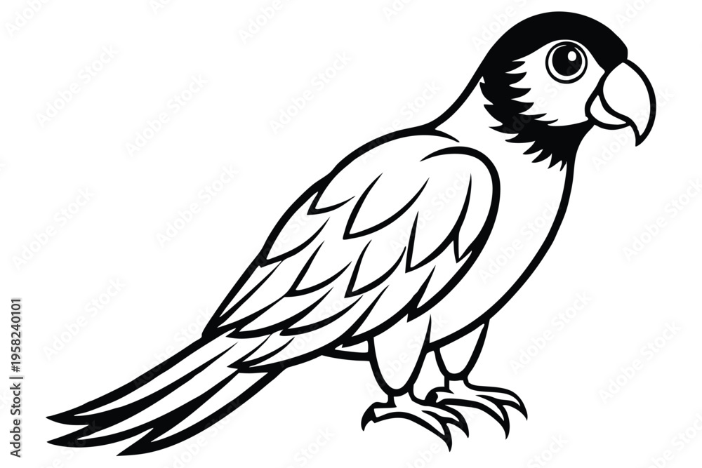 Obraz premium parakeet bird silhouette line art vector illustration with a white background