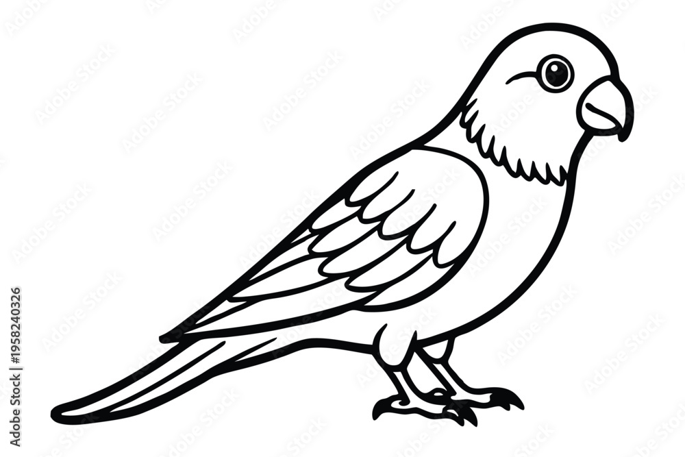 Fototapeta premium parakeet bird silhouette line art vector illustration with a white background