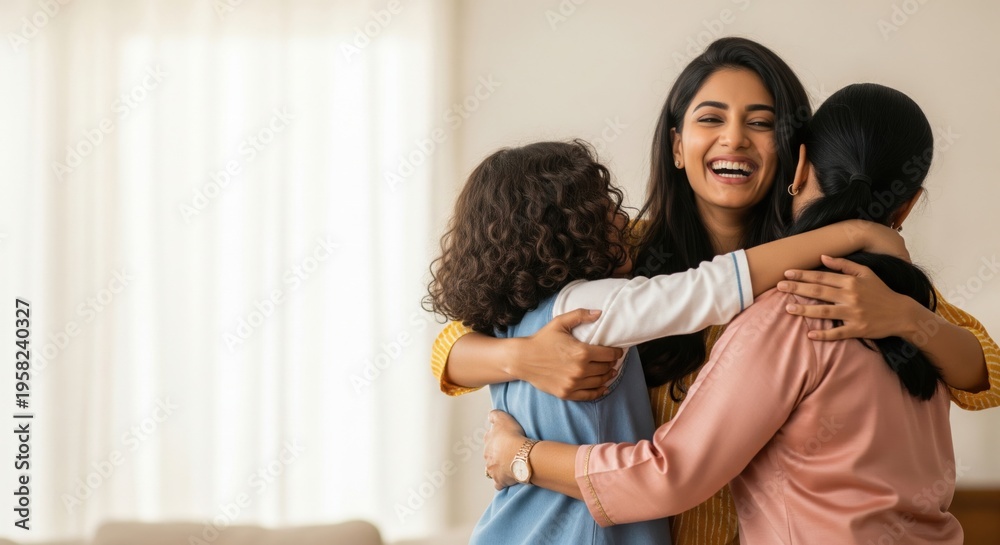 Obraz premium joyful indian mother and daughter sharing a warm and playful moment together at home