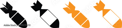 Tableau sur toile Bomb Icon Set Vector, Explosive Bomb Silhouette Collection, Cartoon Bomb Symbols