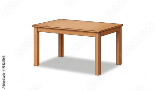 Simple Wooden Dining Table Realistic Furniture Vector Illustration