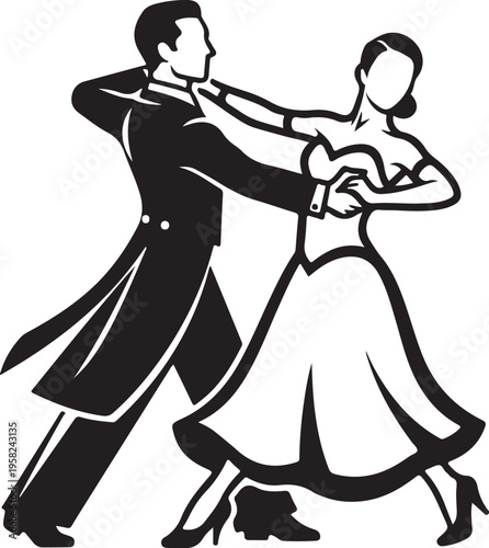 Vector illustration of dancing couple in ballroom dance style