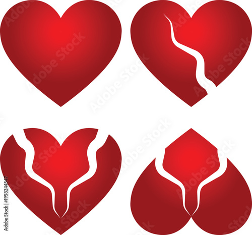 Heart shape design for love symbols, valentines day related designs and frames, Red heart formed by Available in vector EPS format