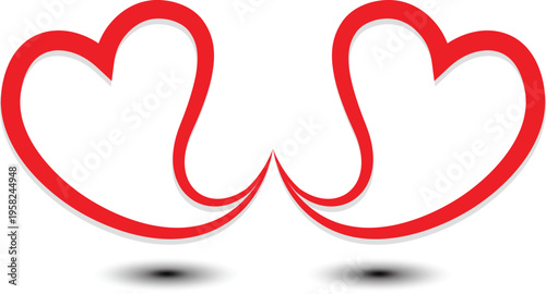 Heart shape design for love symbols, valentines day related designs and frames, Red heart formed by Available in vector EPS format