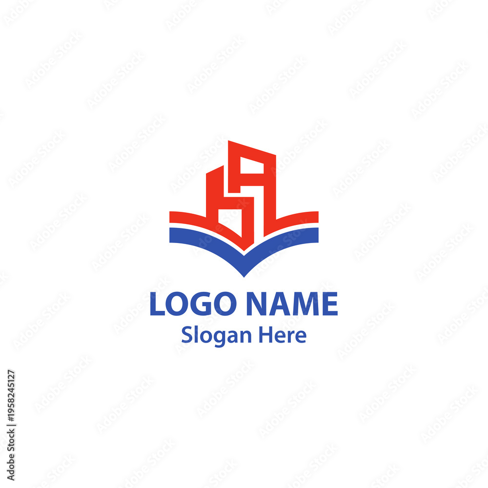 Fototapeta premium BA Letter Logo Design with Book Icon Knowledge Education Branding