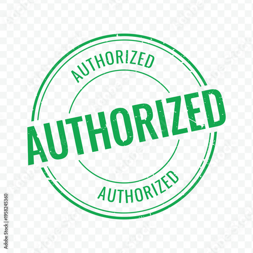 vibrant green authorized rubber stamp design featuring distressed texture for eco friendly permission certification labels