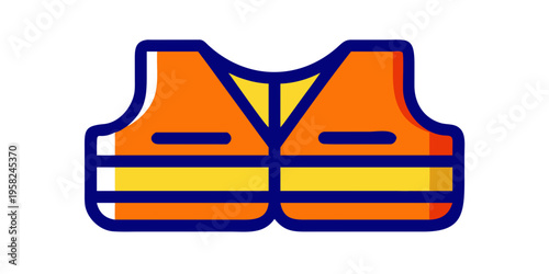 Reflective vest icon in bright colors on a plain background
