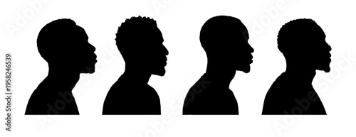 Set of silhouette of a young black man - vector illustration	