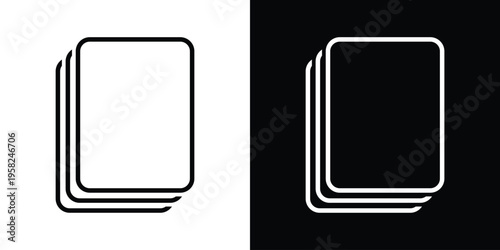 Minimalist vector icon of stacked paper sheets. Symbol for multi-page documents and content creation. Perfect for office administration and publishing UI design.