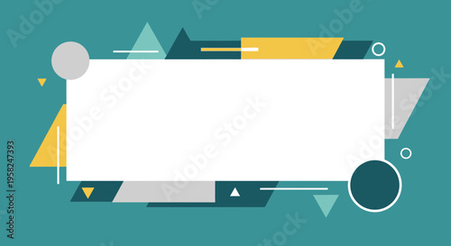 Abstract Geometric Shapes Background with Copy Space and Teal, Yellow, Grey Colors