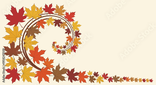 Foto Autumn Leaves Spiral Swirl - Seasonal Fall Foliage Design Element