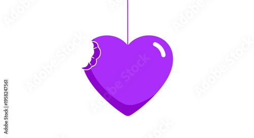 Bitten Purple Heart Candy Dangling - Love, Sweetness, Romance
