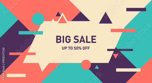 Big Sale Up To 50% Off Geometric Pattern Banner Background