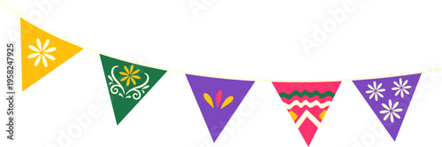 Cinco de mayo mexican culture celebration garland, bunting flag decoration. Vector isolated
