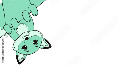Cute Cartoon Fox Hanging Upside Down, Playful Animal Illustration