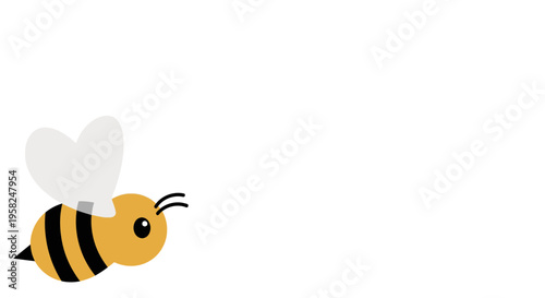 Cute cartoon bee flying isolated on white background, vector illustration