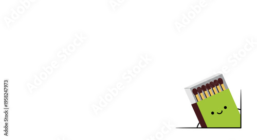 Cute Cartoon Matchbox Character with Happy Face on White Background