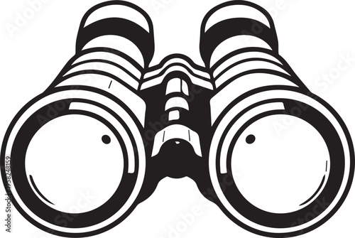 Black and White Binoculars Icon for Science and Observation Isolated on White