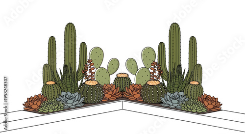 Desert Plant Arrangement: Cacti and Succulents Corner Garden Design