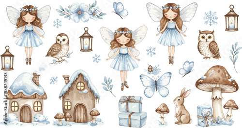 Cute vector illustration set of a happy cartoon family with a smiling woman, baby, and child character icons celebrating love and childhood fun