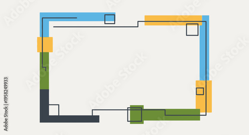 Modern Floor Plan Blueprint with Colorful Accents