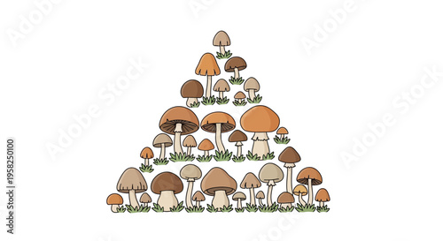 Mushroom Forest Triangle Pattern Illustration