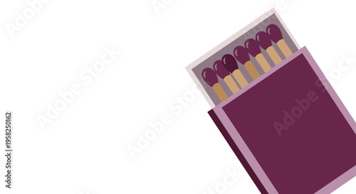 Open Matchbox with Red Tipped Matches on White Background