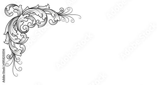 Ornate Scrollwork Corner Flourish - Vintage Decorative Element