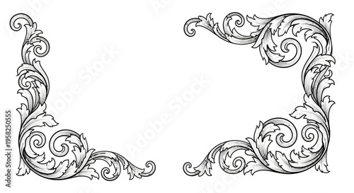 Ornate Vintage Corner Flourish Swirls - Decorative Elements