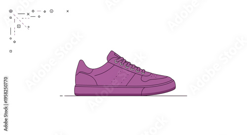 Purple Sneaker Shoe Isolated on White Background, Minimalist Style