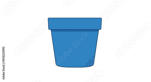 Simple Blue Flower Pot Isolated on White Background