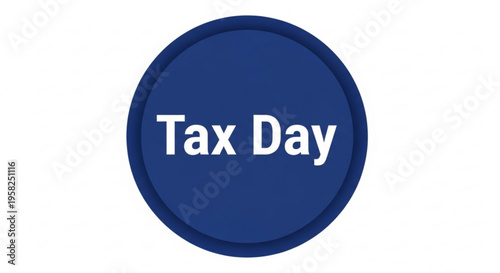 A blue circular icon with the words Tax Day in white text