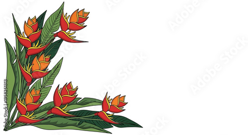 Tropical Heliconia Flowers Corner Decoration