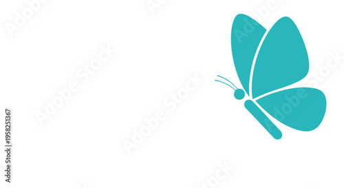 Turquoise Butterfly Icon Isolated on White Background