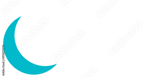 Turquoise Crescent Moon Icon on White Background