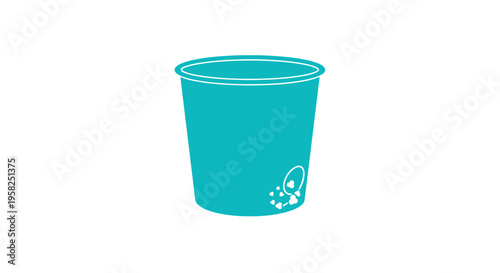 Turquoise Disposable Cup with Crumbs, Isolated on White Background