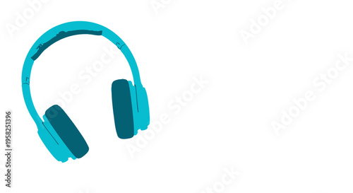 Turquoise Headphones Floating on White Background