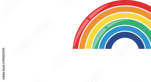 Vibrant Rainbow Arc with Glossy Finish on White Background