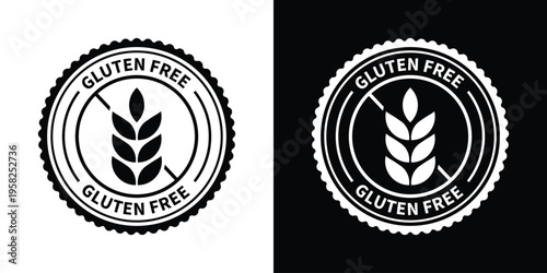 Universal gluten-free icon featuring a crossed-out wheat stalk. Perfect for food packaging labels, dietary restriction signs, healthy menu icons, and allergen-free product branding.
