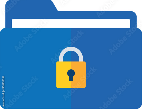 Secured folder icon symbolizing confidentiality and data protection, safe document storage concept, minimal flat vector illustration
