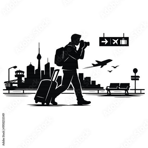 silhouettes of people at the airport