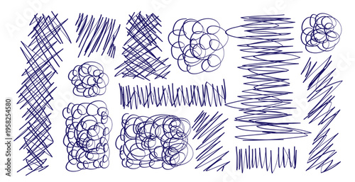Messy pen scratch Ballpen zigzag squiggles grunge lines and circles Freehand chaotic squiggles Abstract scribble marker drawings Sketchy shapes