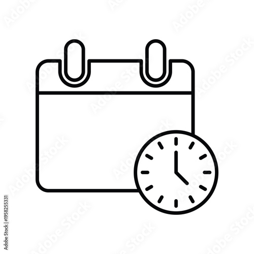 Calendar Clock Vector Icon – Time Management Schedule Design
