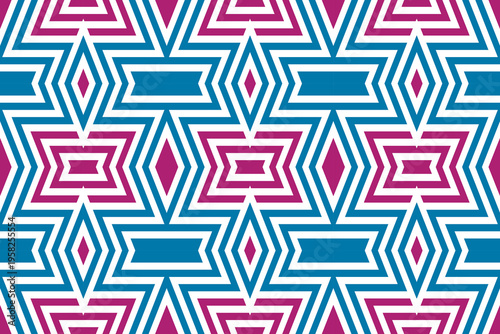 The abstract pattern in the form of a triangle, rectangle, and diamond shapes is a geometric pattern.