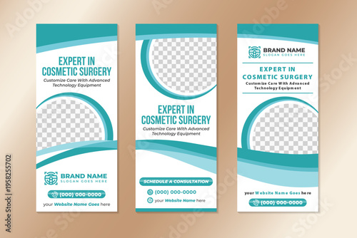 collection of medical professional social media story. expert in cosmetic surgery banner template in vertical layout. 