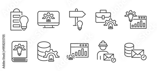 Incident Response Icon Pack Outline Vector Style for Business Process Workflow Project Planning Risk Control Emergency Response IT Service Desk Monitoring Security